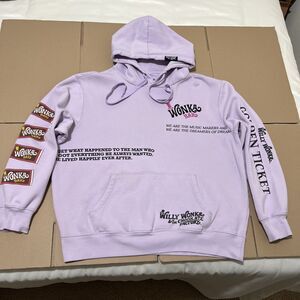Willy WONKA BAR Chocolate Factory Licensed Hooded Sweatshirt Hoodie XXL Lavender